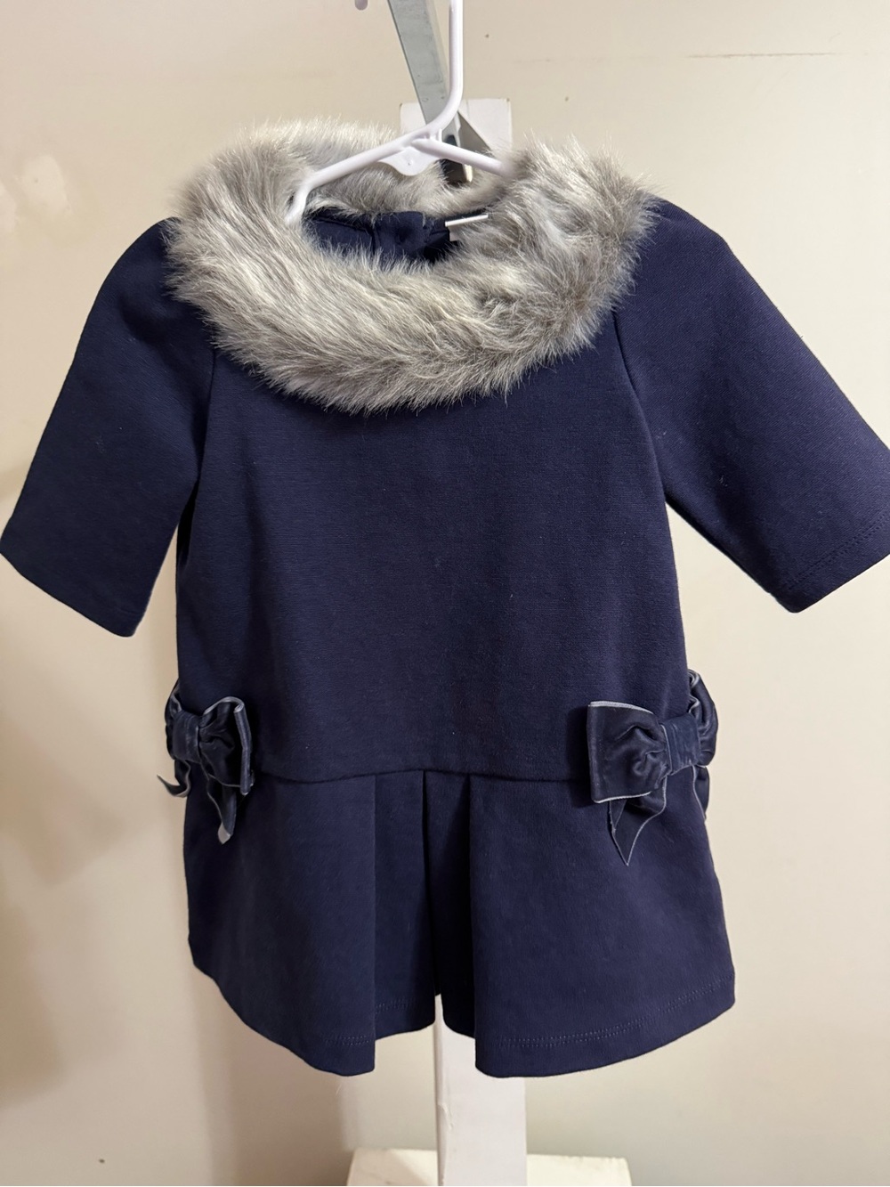 Janie and Jack Starry Night Faux Fur Ponte Dress